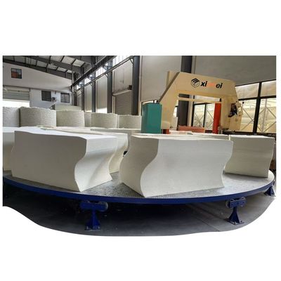 Meja Kerja Anti-selip Putaran Berkelanjutan Carousel Untuk Pemotongan Sekali Jalan Lima Blok Busa Pemisahan Horizontal Mesin Pemotong PU (dengan Hisap Udara)